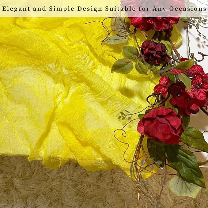 12 Pack Yellow Cheesecloth Table Runner 20 x 120 Inch Long Rustic Gauze Cheese Cloth Table Runner for Wedding 10FT Bridal Baby Shower Table Decorations Boho Fabric Sheer Birthday Party Table Decor-HomvellaHome
