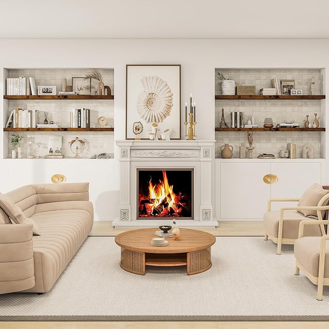 12" Deep Floating Shelves for Wall 55 Inches Long, Heavy Duty Wall Shelves for Bedroom Bathroom Kitchen Laundry Room, Farmhouse Rustic Shelves for Home Decor, 55" X 12" X 2" Set Of 2, Rustic Brown-HomvellaHome