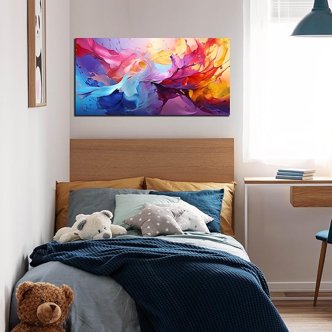 GUGIKA Abstract Wall Art for Living Room, Colorful Canvas Wall-Art for Bedroom, Print Paintings, Size 20x40 Inches-HomvellaHome