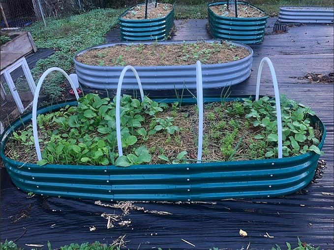 2 Pack 8x3x1FT Galvanized Raised Garden Bed Large Metal Planter Box Kit Elevated Raised Garden Planters for Outdoor Plants, Green-HomvellaHome