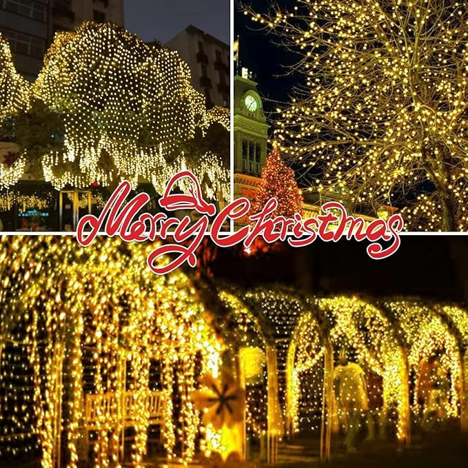 150LIGHTS Yellow Extra-Bright with End Connectors Christmas Decorative Lights 9.72m UL Certified Mini String Light Set Waterproof for Home Garden Holiday Christmas Tree Party Patio Wedding-HomvellaHome