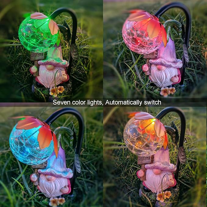 Garden Gnomes Outdoor Statue with Solar Lights Welcome Gnome Home Garden Decor Mom Gifts for Yard Patio Home Garden-HomvellaHome