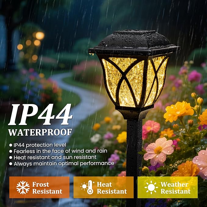GIGALUMI Solar Lights Outdoor Waterproof, 8 Pack LED Solar Garden Lights, Outdoor Decorations, Garden Decor for Yard, Patio, Landscape, Planter, Walkway (Warm White)-HomvellaHome