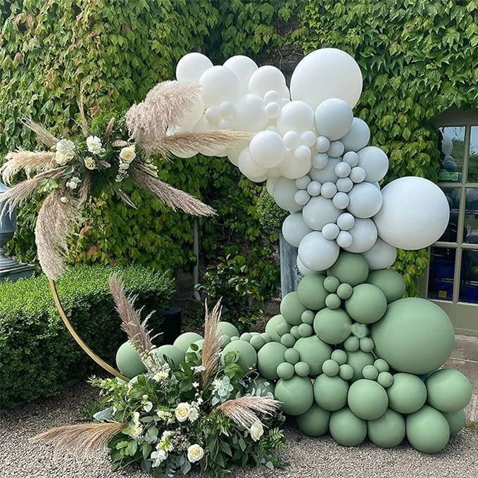 130pcs Sage Green Balloons Different Sizes 18" 12" 10" 5" Olive Green Balloons for Birthday Graduation Baby Shower Wedding Anniversary New Year Party Decorations-HomvellaHome