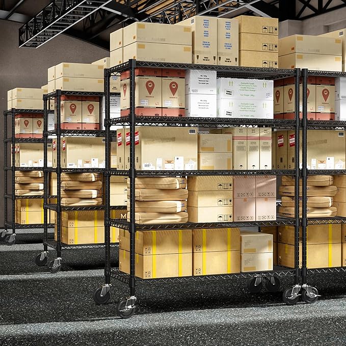 Garage Shelving 5 Tier Industrial Metal Shelving Units for Commercial, Basement, Pantry, Warehouse, School, Black Heavy Duty Easy Assembly 23.6" D x 53.2" W x 73.6" H-HomvellaHome