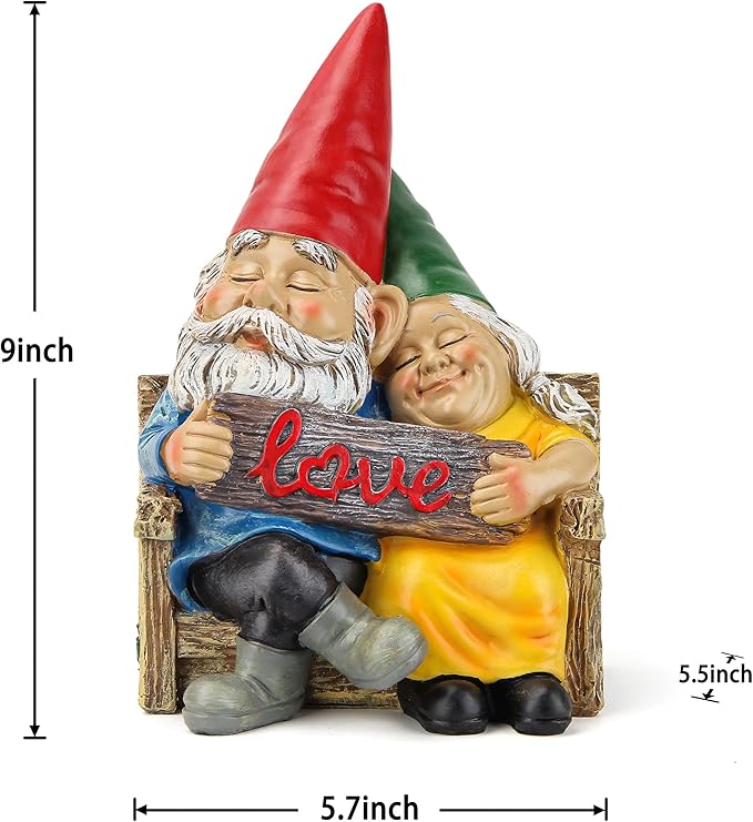 Garden gnome statue for outdoor decor,Couple in love gnomes figurine for patio lawn yard garden outdoor decoration,garden sculptures & statues,knome romantic indoor ornament forever lover gift-HomvellaHome