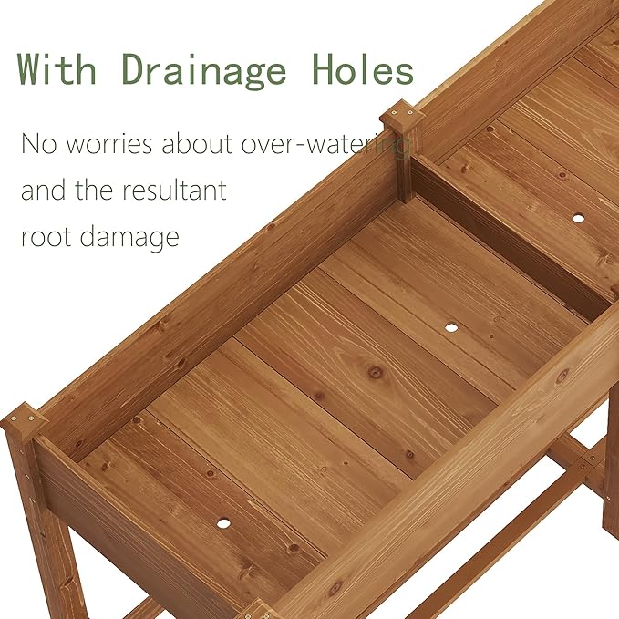 GHWIE Raised Garden Bed with Shelf,Elevated Wooden Planter Box with Legs,Garden Planter for Backyard, Patio, Balcony-HomvellaHome