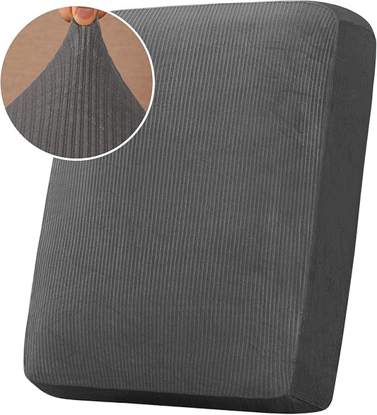 H.VERSAILTEX Velvet Stretch Couch Cushion Cover Plush Cushion Slipcover for Chair Cushion Furniture Protector Seat Cushion Sofa Cover (1 Piece Armchair Cushion Covers, Grey Striped)-HomvellaHome