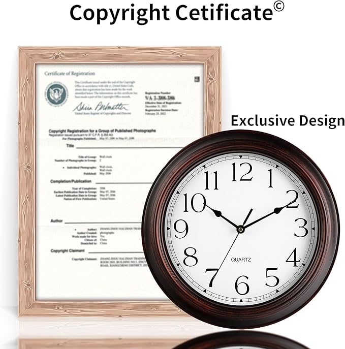 14 Inch Wall Clocks Battery Operated Silent Non-Ticking Wall Clock Vintage Retro Rustic Style Decorative for Living Room Kitchen Farmhouse (Bronze)-HomvellaHome