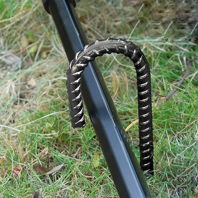16" Ground Rebar Stakes Heavy Duty J Hook Ground Anchors, 5/16 inch Curved Steel Tent Stakes Anti Rust Steel Ground Stakes for Chain Link Wire Fencing, Pack of 40, Black-HomvellaHome