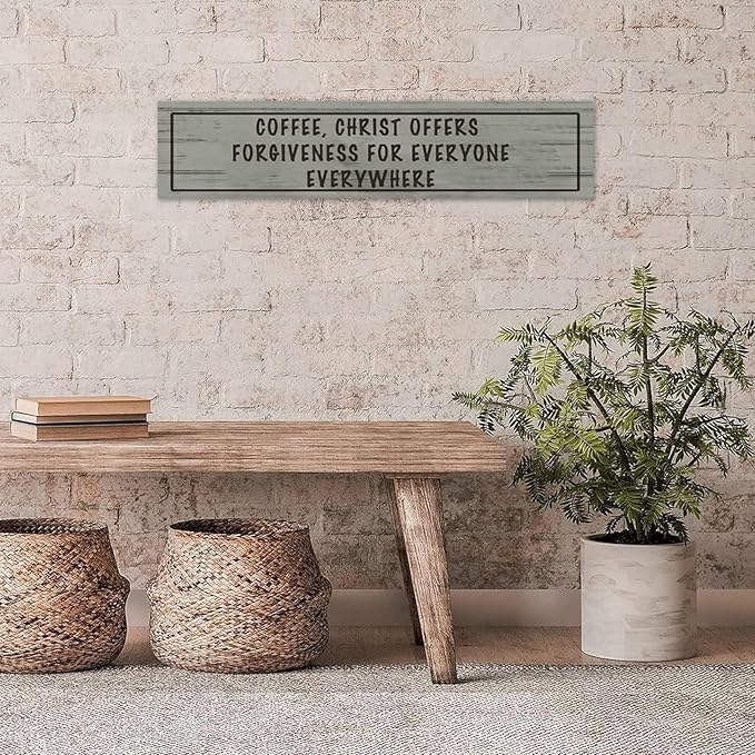 Generic Wood Sign Coffee Offers Forgiveness for Everyone Everywhere Rustic Wooden Hanging Sign Home Farmhouse Kitchen Wall Decor 16 x 4 Inch-HomvellaHome