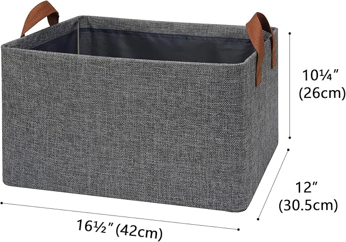 GRANNY SAYS Closet Storage Baskets, Collapsible Fabric Storage Bins with Metal Frame, Clothes Organizer Bins, Extra Large Baskets for Shelves, Dark Gray, 4-Pack-HomvellaHome