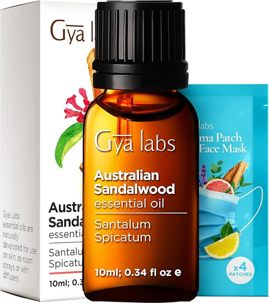 Gya Labs Australian Sandalwood Essential Oil for Skin & Hair - 0.34 Fl Oz - 100% Pure Natural Australian Sandalwood Oil for Diffuser, Aromatherapy Use & Candle Making Scent-HomvellaHome