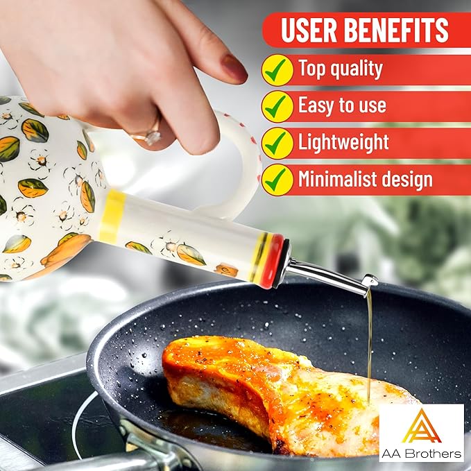 15Oz Ceramic Handmade Oil Dispenser with 3 olive design-HomvellaHome