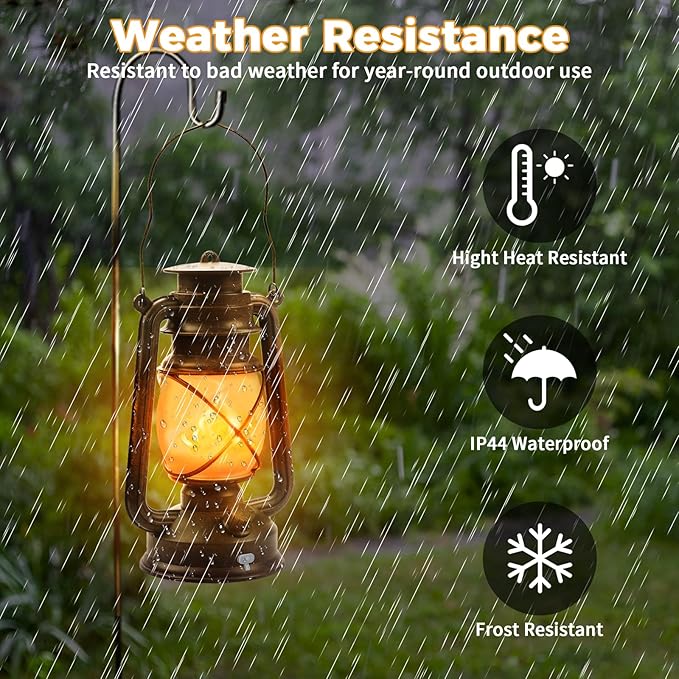 2 Pack Bronze Vintage 4 Modes Light LED Lanterns，Rechargeable Dancing Flame Lanterns Decorative Outdoor&Indoor, Remote Control Waterproof Hanging Lights for Camping,Patio Garden Pathway-HomvellaHome