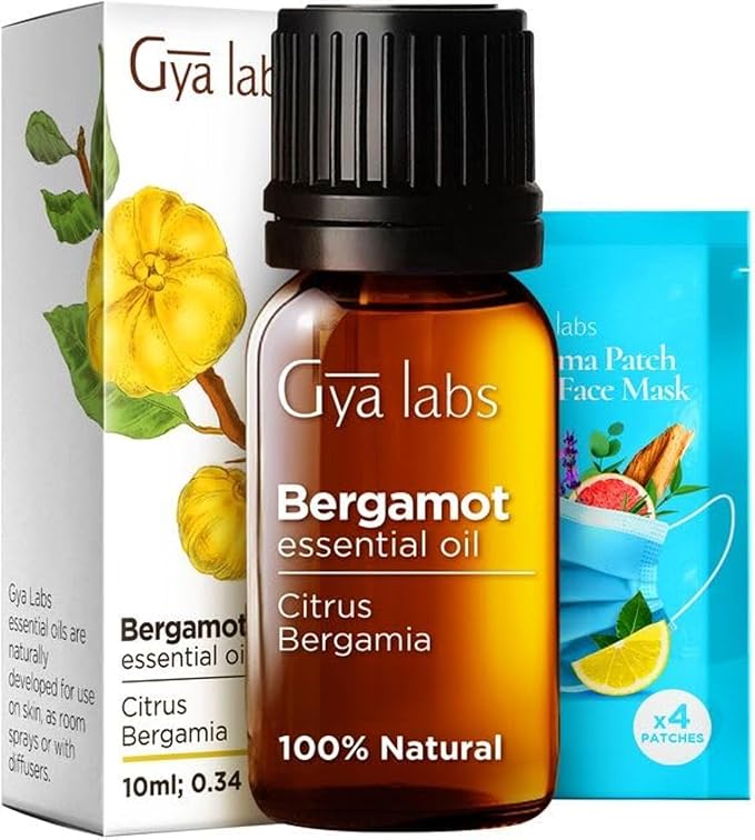 Gya Labs Bergamot Essential Oil - 0.34 Fl Oz - 100% Pure and Natural Bergamot Aromatherapy Essential Oil Uplifts Mood for Emotional Balance, Soothes Skin, Diffuser & Candle Making Scent-HomvellaHome