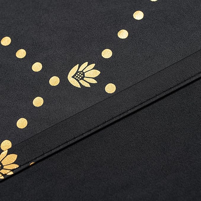 Grommets Blackout Long Window Curtains Black Gold-52W*84L 2PCS Drapes for Bedroom-HomvellaHome