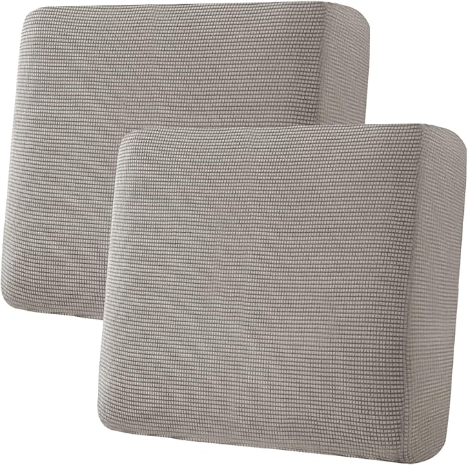 H.VERSAILTEX Super Stretch Individual Seat Sofa Covers Couch Slipcover Sets Thick Jacquard Textured Twill Fabric (2 Piece Large Sofa Cushion Covers, Taupe)-HomvellaHome