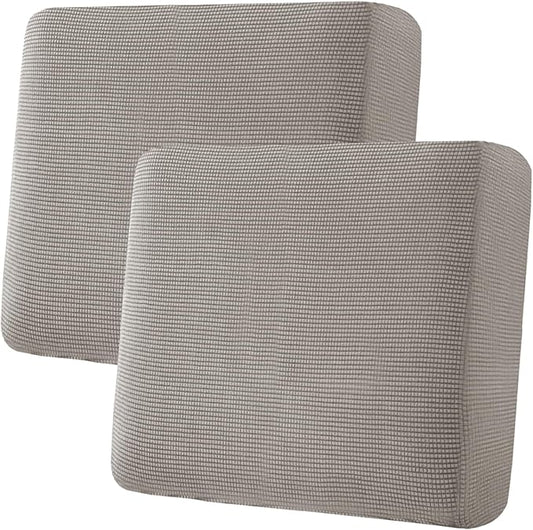 H.VERSAILTEX Super Stretch Individual Seat Sofa Covers Couch Slipcover Sets Thick Jacquard Textured Twill Fabric (2 Piece Large Sofa Cushion Covers, Taupe)-HomvellaHome