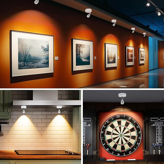 4 Pack Wireless Spot Lights Indoor, Battery Operated Uplighting, Mini Spotlight with Remote 3CCT Tree Lights Indoor, Accent Wall Lights for Display Plant Picture Dartboard-HomvellaHome