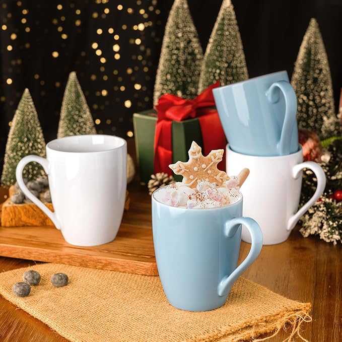 GBHOME 16oz Coffee Mugs Set of 6, Large Ceramic Coffee Mugs for Man, Woman, Dad, Mom, Modern Coffee Mugs Set with handle for Tea/Latte/Cappuccino/Milk/Cocoa. Dishwasher&Microwave Safe,MultiColor-HomvellaHome