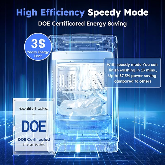 1.0 Cu.ft Portable Washing Machine for Home & Apartment, Full-Automatic Clothes Washer with 6 Water Level & 10 Wash Cycles, Drain Hose Included, White-HomvellaHome