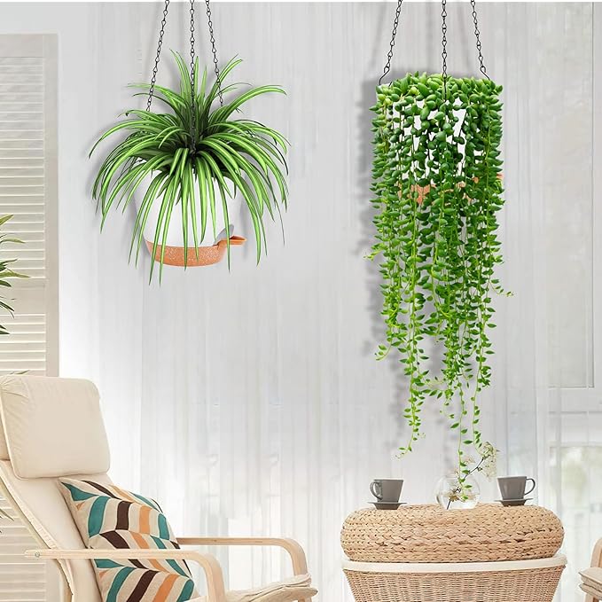 GARDIFE Hanging Planter, 8 inch Hanging planters for Indoor. Outdoor Plants, Self Watering Plant Pot, 2 Pack Large self Watering Hanging Planter (8-White, 8 inch)-HomvellaHome
