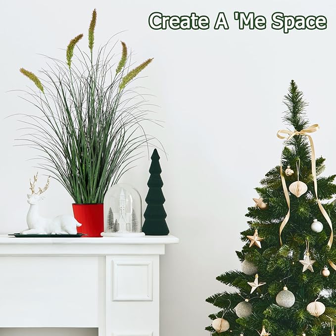 Green Onions Fake Plants,Artificial Plants Indoor, Fake Grass Decor Green Plant Fake Outdoor Flowers Fake Succulents,Artificial Tall Grass Plants with Pots House Decorative(36“ 1 Pack)-HomvellaHome