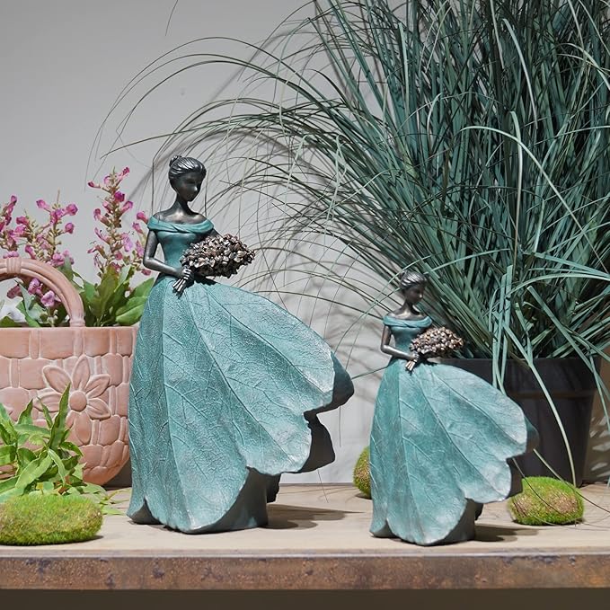 Guichifun Fairy Statue Collection Home Decoration - Leaf Angel Girls Resin Modern Table Decor for Living Room Office Sculpture Decor for Women Indoor Rustic Figurines Gift 5 x 3 x 7.5 Inch-HomvellaHome