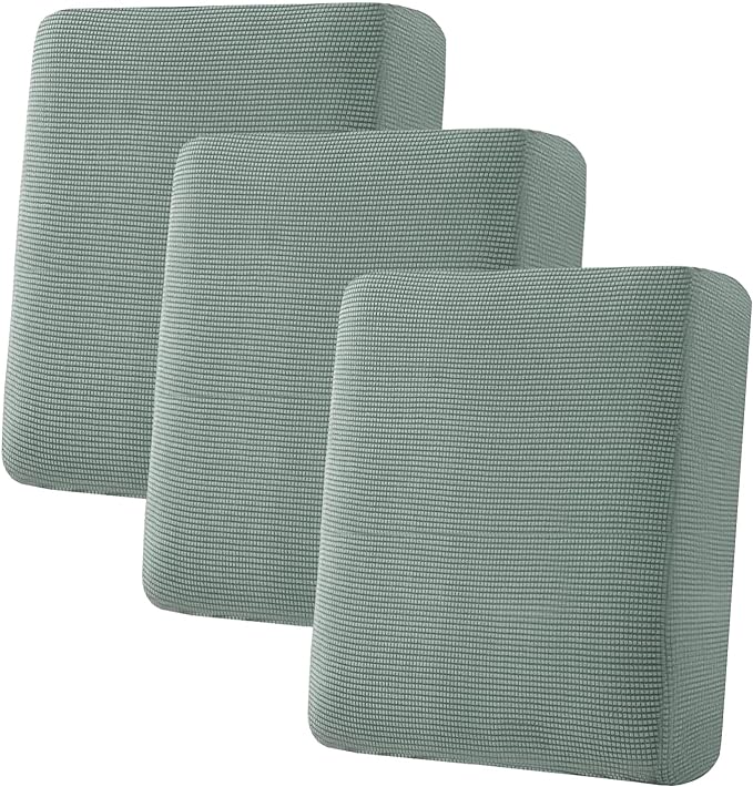 H.VERSAILTEX Super Stretch Individual Seat Cushion Covers Sofa Covers Couch Cushion Covers Slipcover Sets Thick Jacquard Textured Twill Fabric (3 Piece Sofa Cushion Covers, Sage)-HomvellaHome