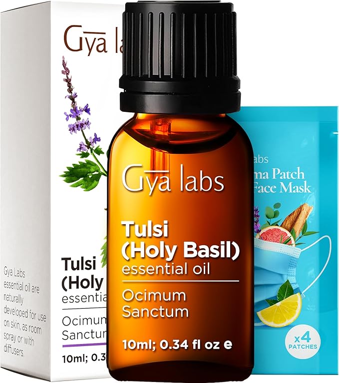 Gya Labs Holy Basil (Tulsi) Essential Oil - 0.34 Fl Oz - 100% Pure Natural Holy Basil Oil for Diffuser & Candle Making Scent-HomvellaHome