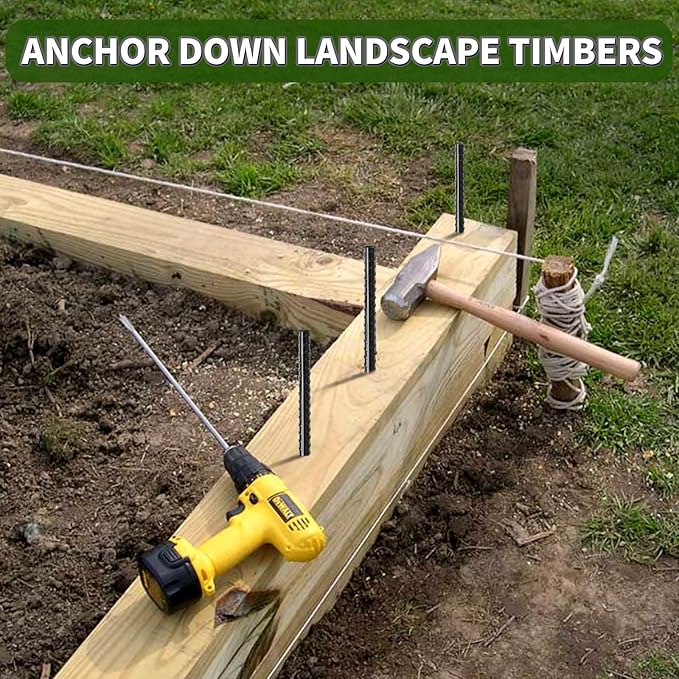 16 inches Ground Rebar Stakes (16 pcs) Heavy Duty Metal Spikes for Concrete Timber Garden Plant, Long Straight Steel Stakes for Tent, 3/8" Thickness Ground Anchors with Chisel Point End, Black-HomvellaHome