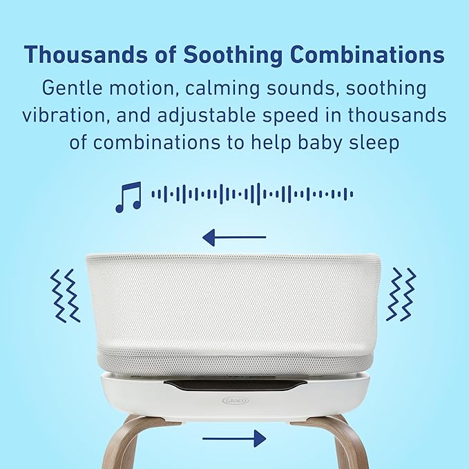 Graco SmartSense Soothing Baby Bassinet – Smart Newborn Bassinet Detects and Automatically Responds to Baby's Cries – for Newborn Babies to 6 Months-HomvellaHome
