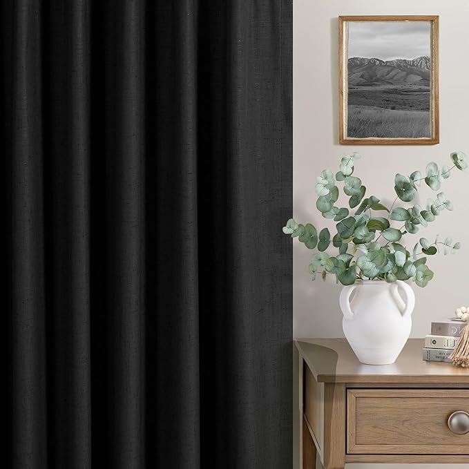 102 Inch Curtains Black Out Linen Blackout Curtains for Bedroom Aesthetic 2 Panel Long Drapes Large Window Sun Light Blocker Custom Made Size Thermal Insulated Curtains for Living Room 52x102 Length-HomvellaHome