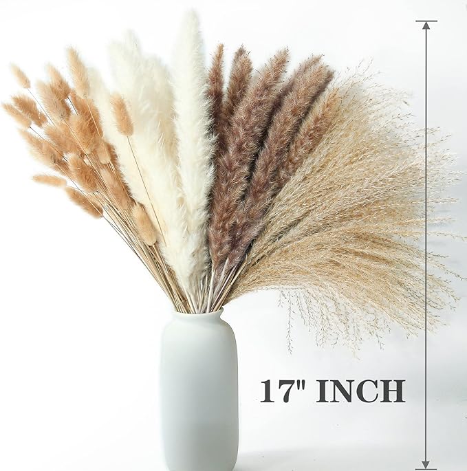 123 PCS Dried Flower Bouquet – Pampas Grass, Floral Decor for Home, Wedding, and Boho Style | Perfect for Vases, Fall, Spring, Summer, and Winter Arrangements-HomvellaHome