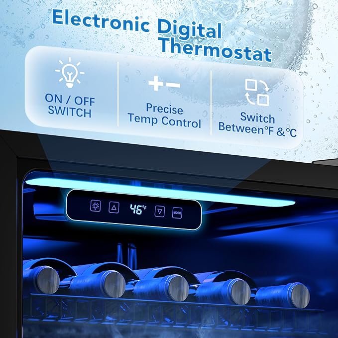 1.77 Cu.Ft Beverage Fridge, Mini Fridge With Glass Door, Beverage Cooler Refrigerator, Wine Drink Beer Fridge, Adjustable Shelves & Digital Temperature Display, 16 Bottle 68 Can, Silver-HomvellaHome