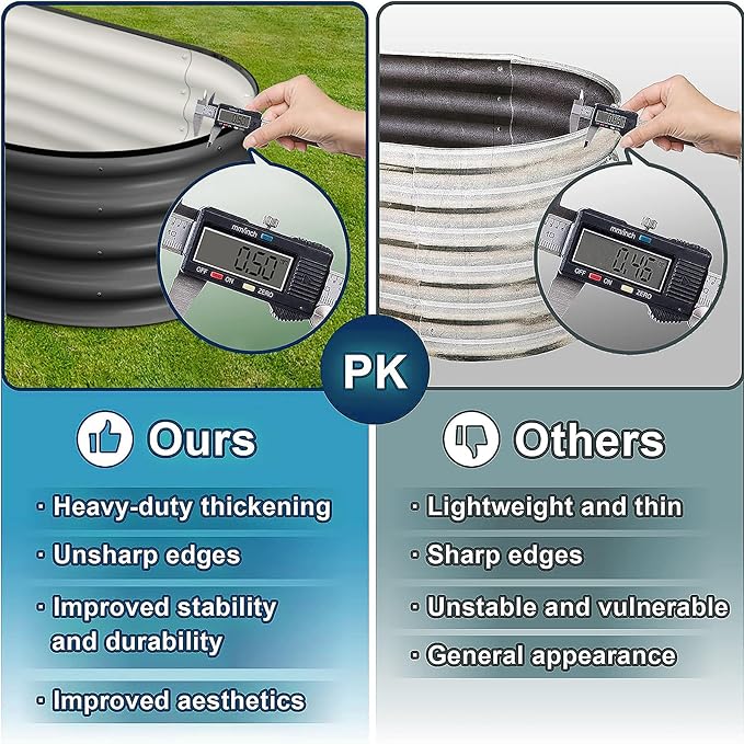 2 Pcs 4.5x2x2ft Oval Raised Garden Bed, Galvanized Raised Beds,Open-Ended Base Metal Raised Planter Beds,Garden Bed Outdoor,Planter Raised Boxes for Vegetables, Flowers,Tool-Free Asse,Gray-HomvellaHome