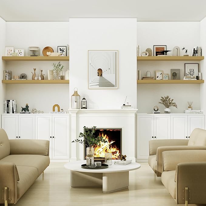 12" Deep Bathroom Floating Shelves for Wall Shelf Over Toilet Wall Mounted Farmhouse Long 55 inches Set of 1, Farmhouse Shelves with Invisible Brackets for Living Room, Kitchen, Bedroom,Oak-HomvellaHome