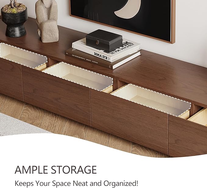 134" Farmhouse TV Unit - Large Wood Entertainment Center with Storage Drawers for 75"+ TVs, Home Office Floor Console-HomvellaHome