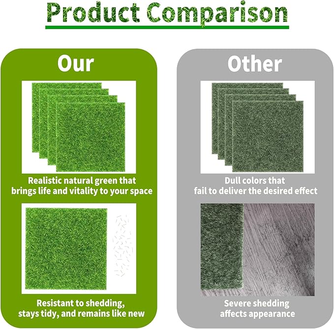 12 Packs 6 X 6 Inch Fake Grass Decor for Crafts, Artificial Grass for Dollhouse Miniature Ornament Projects, Model Turf Grass for DIY Fairy Garden Accessories and Decor Kit-HomvellaHome