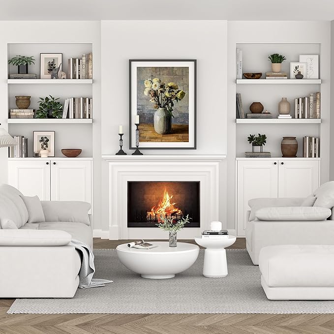 10 inch Deep Wall Shelves 36 inche Long, 1.8 Thick Single Floating Shelf Wall Mounted, Heavy Duty 70 lbs Shelves for Bedroom, Books, Living Room, Kitchen, Office Modern Farmhouse Decor, White-HomvellaHome