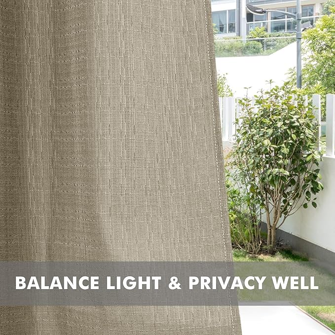 HolidayIdeas Linen Outdoor Curtains for Patio Waterproof-4 Panels Taupe Outside Curtains 54"x95"-Indoor/Outdoor Privacy Gazebo Curtains Weighted Weatherproof for Pergola, Porch, Cabana, Sunroom-HomvellaHome