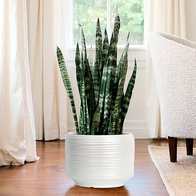 10 Inch Ceramic Plant Pot with Drainage – Large Flower Pot for Indoor Outdoor Plants, Modern Decorative Planter for Patio, Balcony, Garden, or Home Decor-HomvellaHome