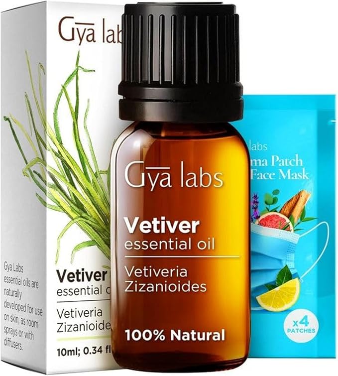 Gya Labs Vetiver Essential Oil Creates a Tranquil Atmosphere for Relaxation - 0.34 Fl Oz - 100% Pure Natural Vetiver Oil for Skin, Hair, Diffuser & Candle Making Scent-HomvellaHome