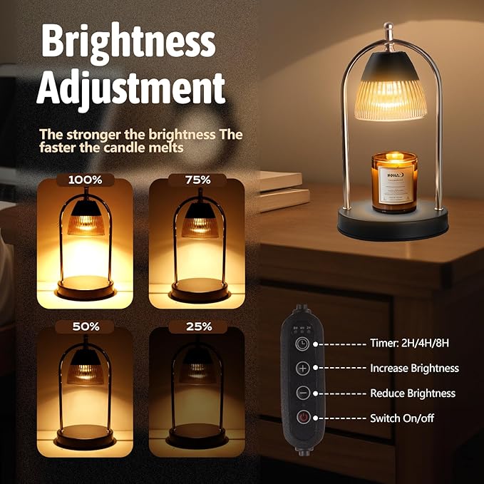 GEEZO Fragrance Candle Warmer Lamp，Electric Candle Warmer with Timer & Dimmer，Mom Christmas Birthday Gifts for Women, House Warming Gifts New Home Bedroom Decor-HomvellaHome