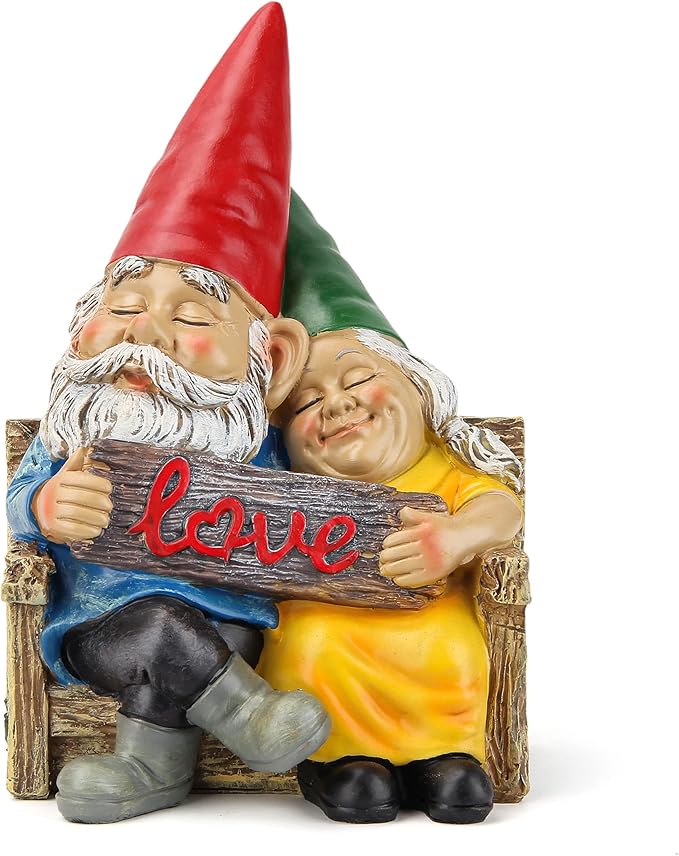 Garden gnome statue for outdoor decor,Couple in love gnomes figurine for patio lawn yard garden outdoor decoration,garden sculptures & statues,knome romantic indoor ornament forever lover gift-HomvellaHome