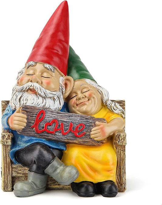 Garden gnome statue for outdoor decor,Couple in love gnomes figurine for patio lawn yard garden outdoor decoration,garden sculptures & statues,knome romantic indoor ornament forever lover gift-HomvellaHome