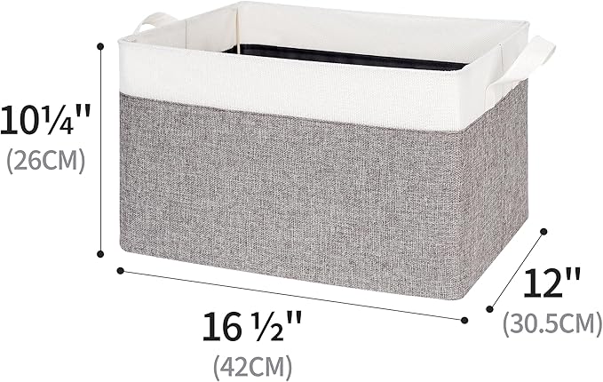 GRANNY SAYS Storage Baskets for Shelves, Closet Organizer Bins, Clothes Storage Bins with Metal Frame, Extra Large Baskets for Organizing and Storage, Collapsible, Gray&White, 2-Pack-HomvellaHome