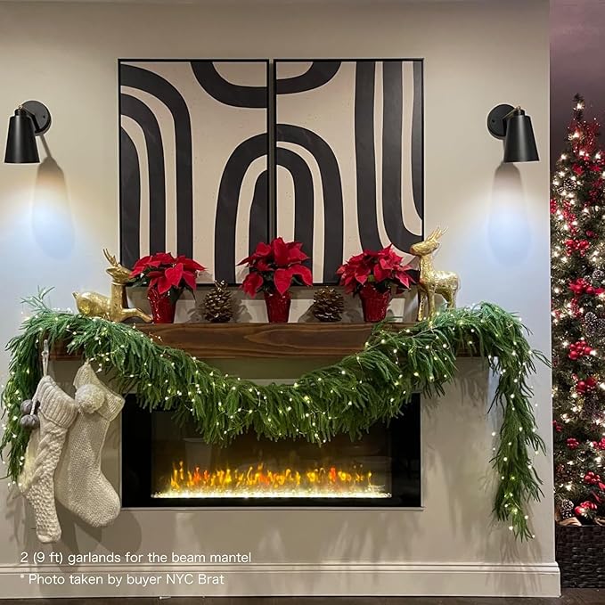 15FT Christmas Garlands Norfolk Pine Garland Real Touch Artificial Faux Greenery Garland for Holiday Indoor Outdoor Decor-HomvellaHome