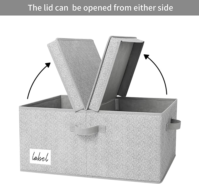 GRANNY SAYS Fabric Storage Bin with Lid, Decorative Storage Box, Extra Large Storage Baskets, Closet Organizer, Gray, 1-Pack-HomvellaHome